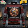 Rammstein x Mad Max Witness Me Ugly Christmas Sweater Fire Skull Holiday Knit Pullover Chain Flames Gift For Heavy Metal And Movie Fans