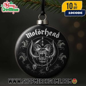 Motorhead Warpig Snaggletooth Christmas Ornament Metallic Silver Black Acrylic Holiday Hanging Decoration Rock Band Collectible Gift