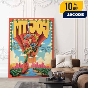 Mt. Joy Moody Center Austin Texas April 25 2026 Limited Edition Screen Printed Concert Poster Railey Baceprints Flower Guitar Cowboy Poster Canvas Home Decor