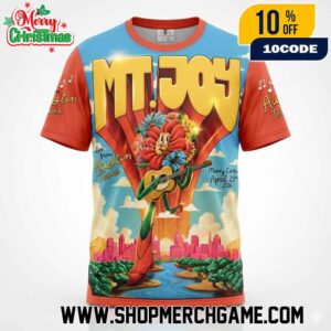 Mt. Joy Moody Center Austin Texas April 25 2026 Limited Edition Screen Printed Concert Poster Railey Baceprints Flower Guitar Cowboy Unisex 3D All Over Print T-Shirt