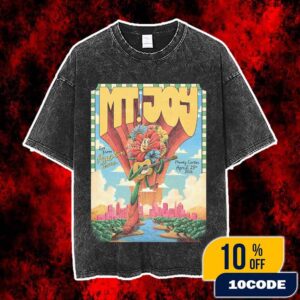 Mt. Joy Moody Center Austin Texas April 25 2026 Limited Edition Screen Printed Concert Poster Railey Baceprints Flower Guitar Cowboy Vintage Washed Unisex T-Shirt