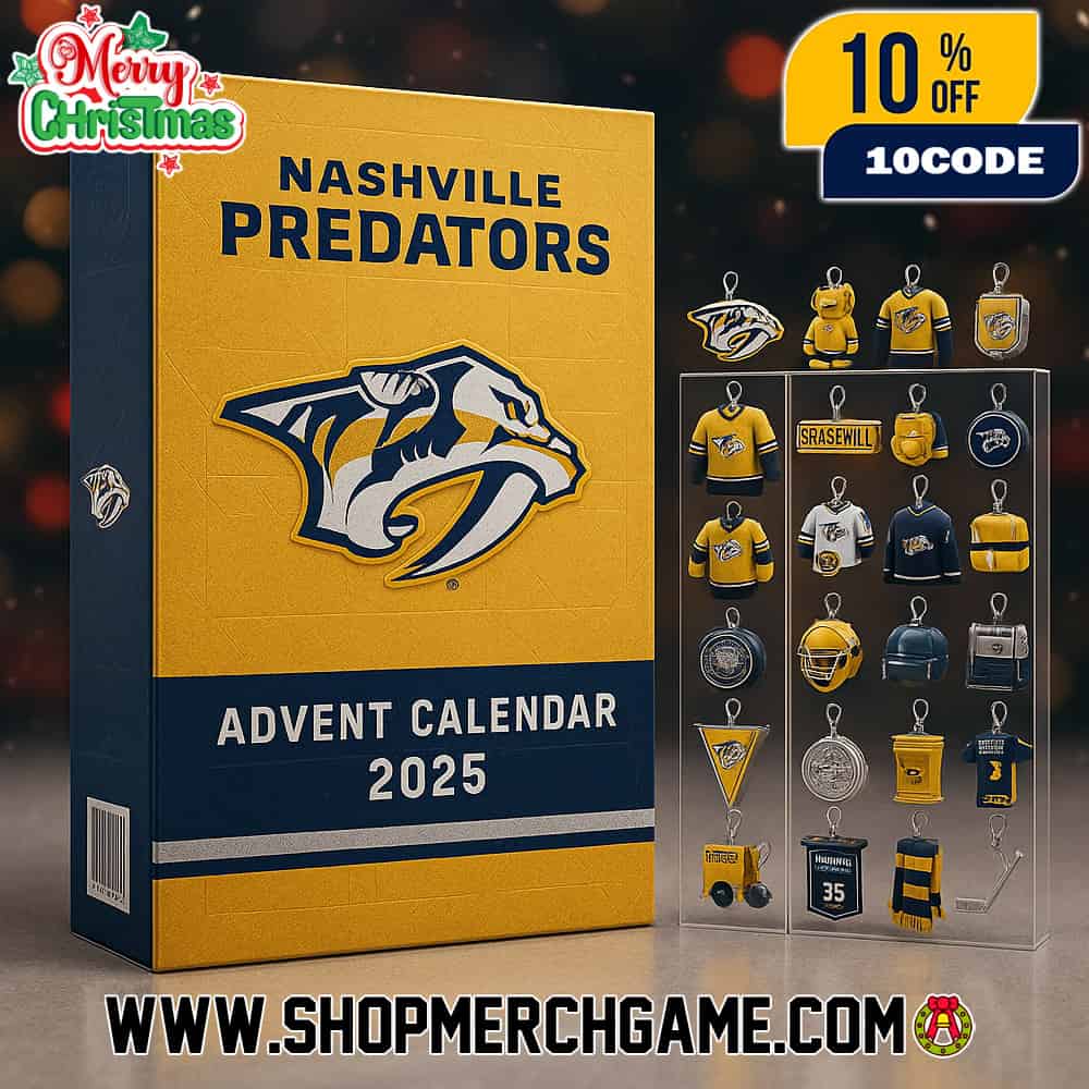 Nashville Predators NHL Advent Calendar 2025 Ornament Set 24 Collectible Mini Figures Hockey Team Logo Jersey Helmet Stick Puck Christmas Holiday Countdown Gift For Smashville Fans Nashville Predators NHL Advent Calendar 2025 Ornament Set 24 Collectible Mini Figures Hockey Team Logo Jersey Helmet Stick Puck Christmas Holiday Countdown Gift For Smashville Fans