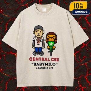 New Collaboration 2025 Central Cee x Bape Babymilo A Bathing Ape Logo Unisex Washed T-Shirt