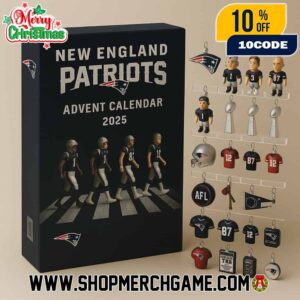 New England Patriots Abbey Road Advent Calendar Ornament 2025 Collectible Mini Figures Holiday Countdown Gift Set 24 Days Christmas Decorations NFL
