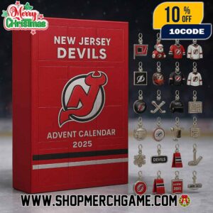 New Jersey Devils 51st Anniversary 2025 Advent Calendar 24 Days Christmas Countdown Ornament Charm Collection NHL Hockey Red And Black Holiday Collectible Gift Set