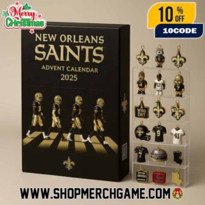 New Orleans Saints 2025 Advent Calendar Ornament Set 24 Day Holiday Countdown NFL Football Who Dat Collectible Decorations With Player Figurines And Team Logo Charms