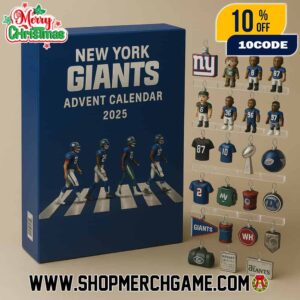 New York Giants Advent Calendar Ornament 2025 Collectible Mini Figurines Holiday Countdown Gift Set 24 Days Christmas Decorations NFL Memorabilia