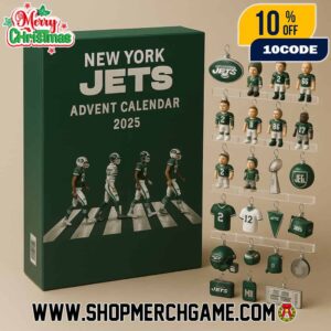 New York Jets Advent Calendar Ornament 2025 Collectible Mini Figurines Holiday Countdown Gift Set 24 Days Christmas Decorations NFL Memorabilia