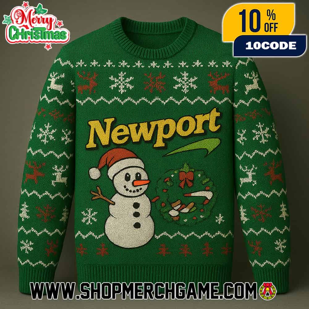 Newport Snowman With Cigarette Pack Ugly Christmas Sweater Green Fair Isle Reindeer Snowflake Pattern Holiday Knit Pullover Newport Snowman With Cigarette Pack Ugly Christmas Sweater Green Fair Isle Reindeer Snowflake Pattern Holiday Knit Pullover