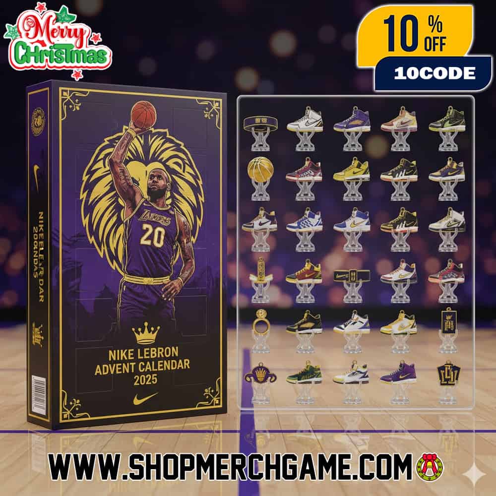 Nike LeBron Advent Calendar 2025 Ornament Set 24 Days Christmas Countdown Collectible Mini Sneaker Basketball Memorabilia Los Angeles Lakers Purple Gold Legacy Collection Holiday Gift Box Nike LeBron Advent Calendar 2025 Ornament Set 24 Days Christmas Countdown Collectible Mini Sneaker Basketball Memorabilia Los Angeles Lakers Purple Gold Legacy Collection Holiday Gift Box