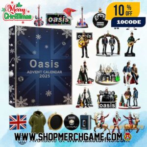 Oasis Advent Calendar 2025 With 24 Collectible Ornaments Liam Noel Gallagher Figurines British Union Jack Christmas Holiday Countdown Gift For Britpop Music Fans