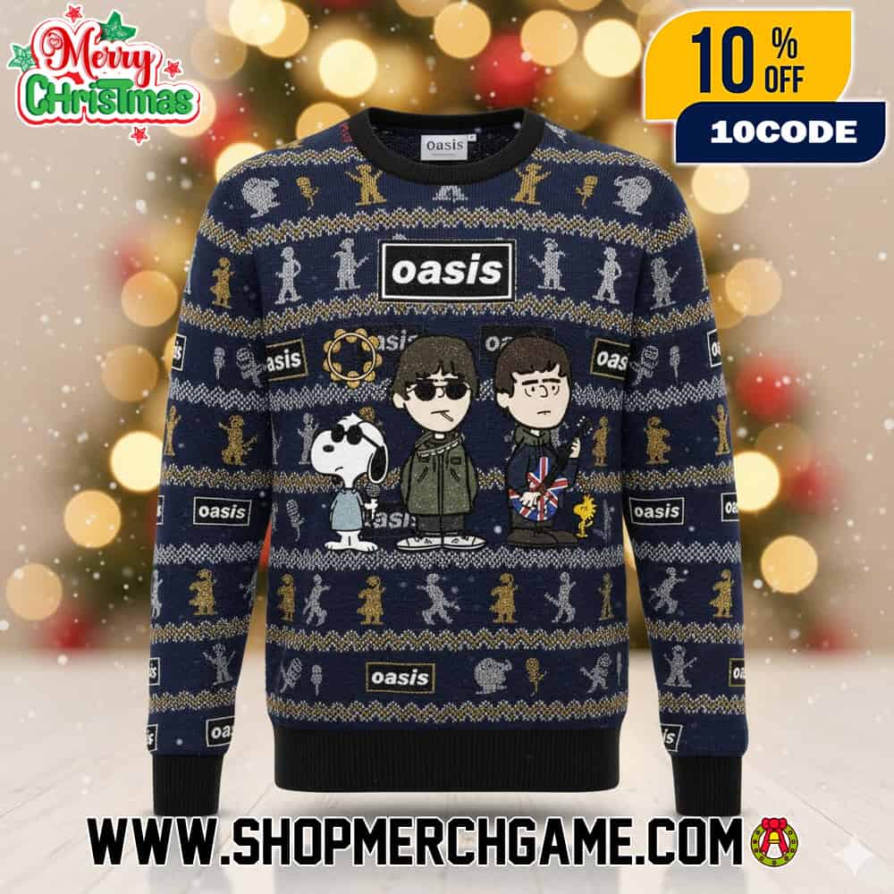 Oasis x Snoopy Peanuts Ugly Christmas Sweater Knitted Fair Isle Jumper Britpop Band Collab Holiday Gift Music Lovers Cartoon Character Knitwear Oasis x Snoopy Peanuts Ugly Christmas Sweater Knitted Fair Isle Jumper Britpop Band Collab Holiday Gift Music Lovers Cartoon Character Knitwear