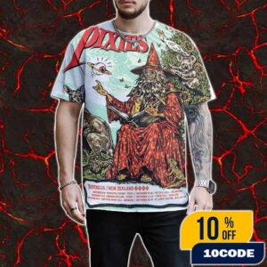 Official Band Pixies Australia New Zealand Tour 2025 November Poster Tour Dates Artwork By Ben Brown All Over Print Graphic T-Shirt, Hoodie