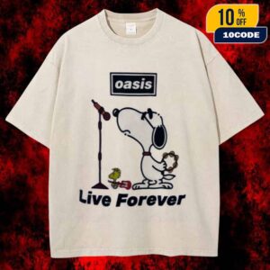 Official Oasis x Peanuts Snoopy Live Forever On November 15-16 2025 At Buenos Aires Shows Estadio River Plate Argentina Artwork Unisex Washed T-Shirt