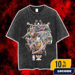 Official One Piece x NBA Collab Premium Bandai Japan 2025 LA Lakers x Chicago Bulls x Golden State Warriors x Boston Celtics x NY Knicks x Memphis Grizzlies Uniform Edition Washed T-Shirt
