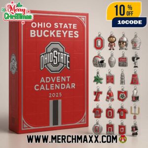 Ohio State Buckeyes Advent Calendar 2025 With 24 Collectible Ornaments Holiday Countdown Christmas Gift For NCAA Football Fans