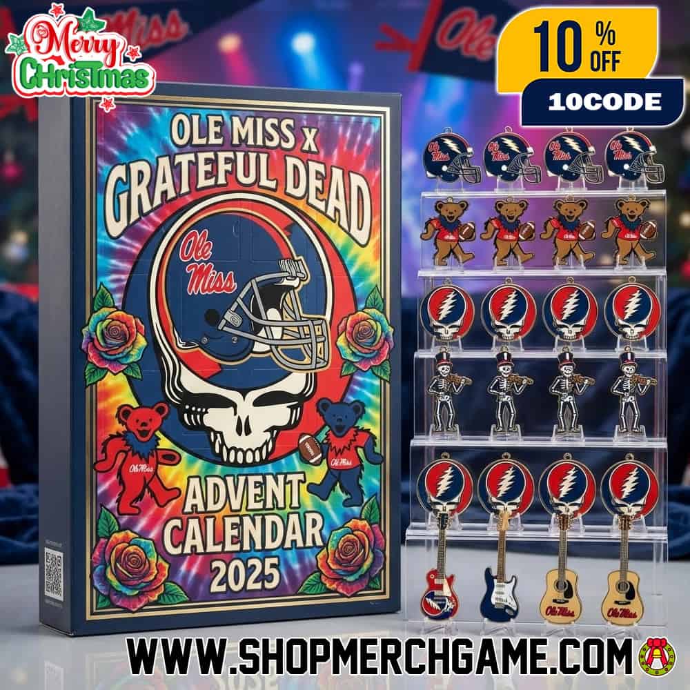 Ole Miss Rebels x Grateful Dead Ornament Advent Calendar 2025 Football Helmet Dancing Bear Skeleton Guitar Exclusive Holiday Collector Gift Ole Miss Rebels x Grateful Dead Ornament Advent Calendar 2025 Football Helmet Dancing Bear Skeleton Guitar Exclusive Holiday Collector Gift