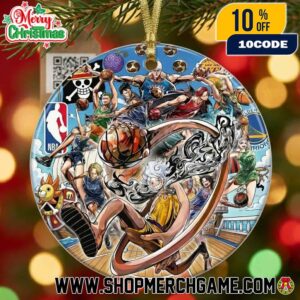 One Piece x NBA Basketball Ornament Luffy Gear Five Golden State Warriors Christmas Tree Decor Anime Holiday Gift