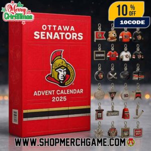 Ottawa Senators 2025 Advent Calendar 24 Days Christmas Countdown Ornament Charm Collection NHL Hockey Red Black And Gold Holiday Collectible Gift Set