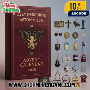 Ozzy Osbourne Aston Villa Advent Calendar 2025 With 24 Collectible Charms Set Heavy Metal Football Holiday Merchandise
