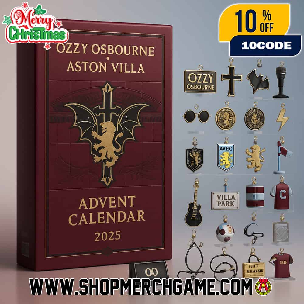 Ozzy Osbourne Aston Villa Advent Calendar 2025 With 24 Collectible Charms Set Heavy Metal Football Holiday Merchandise Ozzy Osbourne Aston Villa Advent Calendar 2025 With 24 Collectible Charms Set Heavy Metal Football Holiday Merchandise