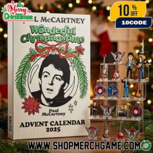 Paul McCartney Wonderful Christmastime Advent Calendar 2025 Ornament Set 24 Day Christmas Countdown Beatles Collectible Figures Guitar Bass Holiday Gift Box