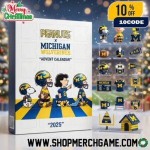 Peanuts x Michigan Wolverines Advent Calendar 2025 Ornament Collectible Abbey Road Snoopy Charlie Brown Christmas Countdown Limited Edition Football Gift Box Go Blue Holiday Decoration