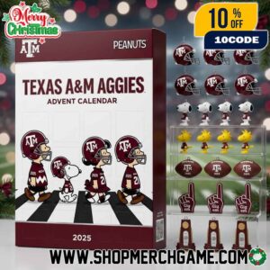 Peanuts x Texas A&M Aggies Advent Calendar 2025 Ornament Collectible Abbey Road Snoopy Charlie Brown Christmas Countdown Limited Edition Gig Em 12th Man Football Gift Box Holiday Decoration
