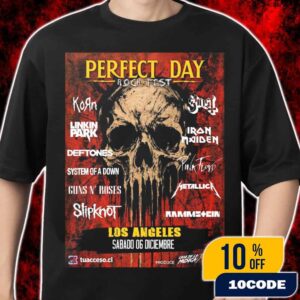 Perfect Day Rockfest December 6 2025 Los Angeles Chile Concert Poster Rock Festival Line Up Otro Mundo Sport Center Event Flyer Heavy Metal Music Festival Tribute Bands Merch Unisex T-Shirt