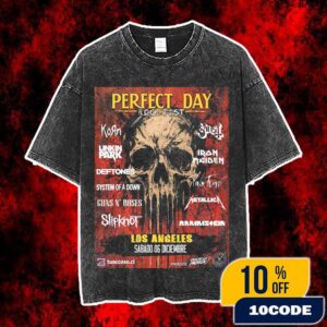 Perfect Day Rockfest December 6 2025 Los Angeles Chile Concert Poster Rock Festival Line Up Otro Mundo Sport Center Event Flyer Heavy Metal Music Festival Tribute Bands Washed T-Shirt