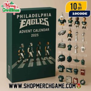 Philadelphia Eagles Abbey Road Advent Calendar 2025 With 24 Collectible Ornament Figures NFL Christmas Countdown Holiday Decoration Gift For Fans Fly Eagles Fly Edition
