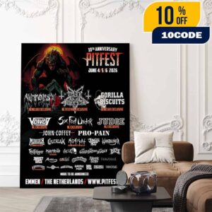 Pitfest 10th Anniversary Lineup Poster June 4 5 6 2026 Emmen Netherlands Metal Punk Hardcore Festival Poster Canvas