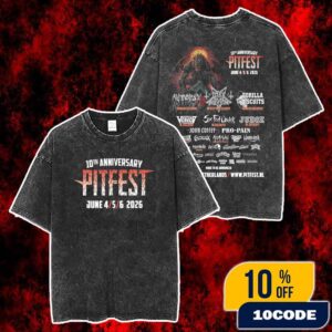 Pitfest 10th Anniversary Lineup Poster June 4 5 6 2026 Emmen Netherlands Metal Punk Hardcore Festival Unisex Two Sided Washed T-Shirt