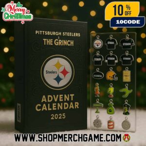 Pittsburgh Steelers x The Grinch Advent Calendar 2025 Ornament Set 24 Day Holiday Countdown NFL Christmas Collectible Decorations Limited Edition