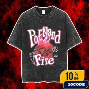 Portland Fire WNBA Playa Society Burning Rose Logo Women’s Basketball Team Streetwear Apparel Washed Unisex T-Shirt