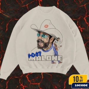 Post Malone Post Malone Blue Flame Crewneck Merchandies Unisex Long Sleeve, Tee Shirt