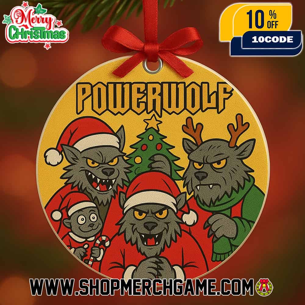 Powerwolf Christmas Ornament With Four Wolves Santa Hats Reindeer Antlers Christmas Tree Candy Cane Heavy Metal Band Holiday Decoration Gift Powerwolf Christmas Ornament With Four Wolves Santa Hats Reindeer Antlers Christmas Tree Candy Cane Heavy Metal Band Holiday Decoration Gift