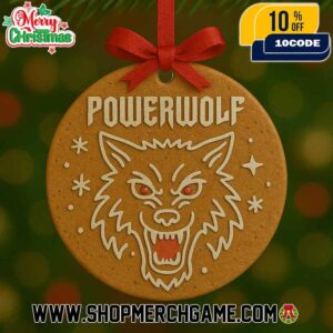 Powerwolf Ornament Gingerbread Cookie Design With Wolf Logo Red Eyes Stars Decoration Christmas Tree Hanging Gift For German Power Metal Fans Collectors