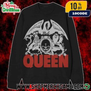 Queen Large Crest Woven Black Jumper Winter Collection Official Band Merchandise Rock Music Logo Sweatshirt Pullover Long Sleeve Crew Neck