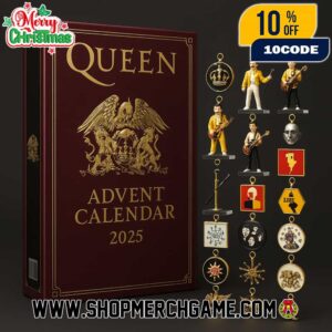 Queen Royal Crest Advent Calendar 2025 Collectible Ornaments Keychains Freddie Mercury Band