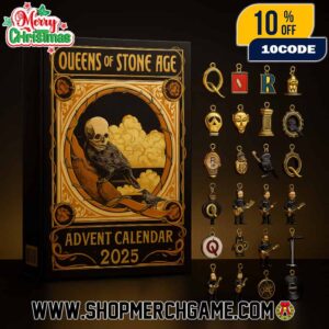 Queens Of The Stone Age Alive In The Catacombs Tour On November 8 2025 At Santa Barbara Poster Event Artwork By Pedro Correa Christmas Ornaments Set Advent Calendar