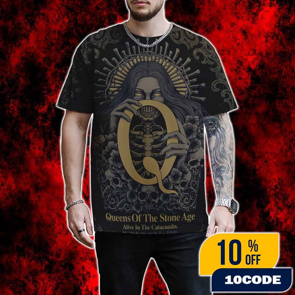 Queens Of The Stone Age Alive In The Catacombs Tour Poster Austin November 19 2025 Bass Concert Hall Limited Edition Print Poster Artwork By Marlo Cruzlight 3D Graphic T-Shirt Queens Of The Stone Age Alive In The Catacombs Tour Poster Austin November 19 2025 Bass Concert Hall Limited Edition Print Poster Artwork By Marlo Cruzlight 3D Graphic T-Shirt