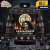Rammstein x Mad Max Witness Me Ugly Christmas Sweater Fire Skull Holiday Knit Pullover Chain Flames Gift For Heavy Metal And Movie Fans