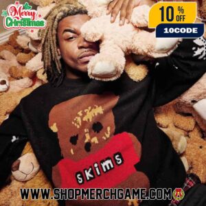 SKIMS x Travis Scott Cactus Plant Flea Market Holiday 2025 Collection Brown Teddy Bear Graphic Sweatshirt Loungewear Limited Edition Collaboration Unisex