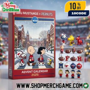 SMU Mustangs x Peanuts Advent Calendar 2025 Ornament Football NCAA Gift Box Christmas Countdown Pony Mascot Blue Red Limited