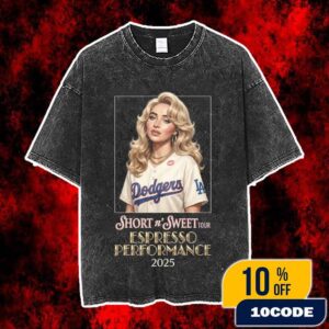 Sabrina Carpenter x Los Angeles Dodgers Short n Sweet Tour 2025 Espresso Performance On Stage At Crypto Arena Los Angeles November 22 2025 Vintage Washed Unisex T-Shirt