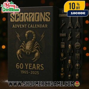 Scorpions Advent Calendar 60 Years 1965-2025 Ornament Set Band Logo Scorpion Guitar Holiday Countdown Rock Collectible Gift