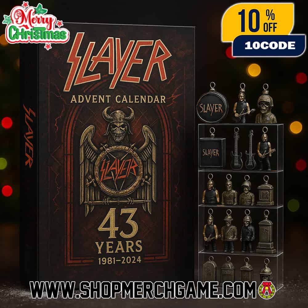 Slayer Advent Calendar 43 Years 1981-2024 Ornament Set With Eagle Skull Logo Guitar Amplifier Tombstone Band Member Figurines Holiday Countdown Gift Thrash Metal Collectible Slayer Advent Calendar 43 Years 1981-2024 Ornament Set With Eagle Skull Logo Guitar Amplifier Tombstone Band Member Figurines Holiday Countdown Gift Thrash Metal Collectible