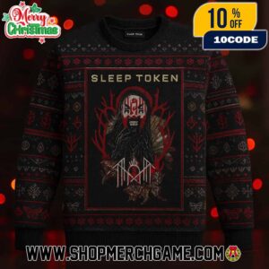 Sleep Token All I Want For Christmas Taking Me Back To Eden Ugly Christmas Sweater Black Red Knitted Pattern Holiday Gift For Fans Family And Friends