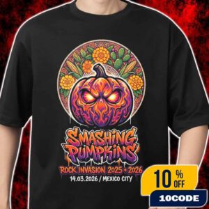 Smashing Pumpkins Rock Invasion 2025 2026 Tour March 14 2026 Mexico City Concert Poster Traditional Mexican Folk Art Merch Unisex T-Shirt